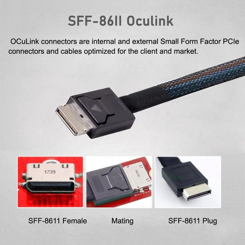 Chenyang Mini SAS HD SFF-8643 PCI-Express 4.0 to Oculink SFF-8611 SFF-8612 PCBA Female Adapter with Bracket - Image 4